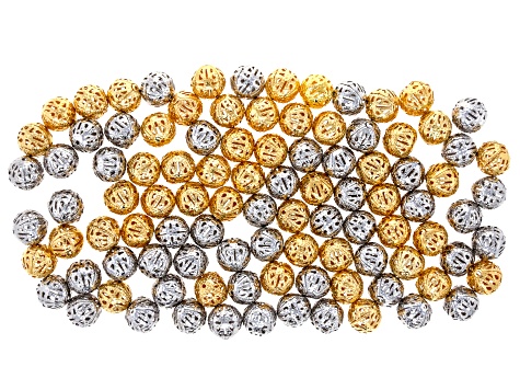 Silver & Gold Tone Assorted Size Filigree Bead Set of 800