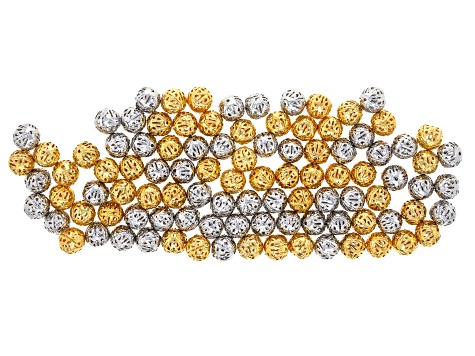 Silver & Gold Tone Assorted Size Filigree Bead Set of 800