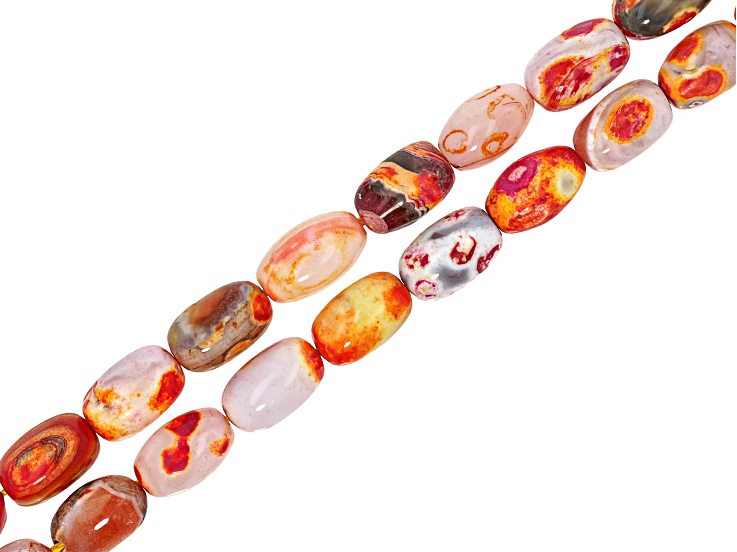 Honey Spice Color Agate 8x12mm Barrel Shaped Bead Strand Approximately 14-15" in Length Set of 2
