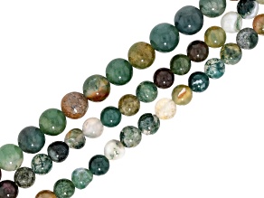 Indian Agate 6mm & 8mm Round Bead Strand Set of 3