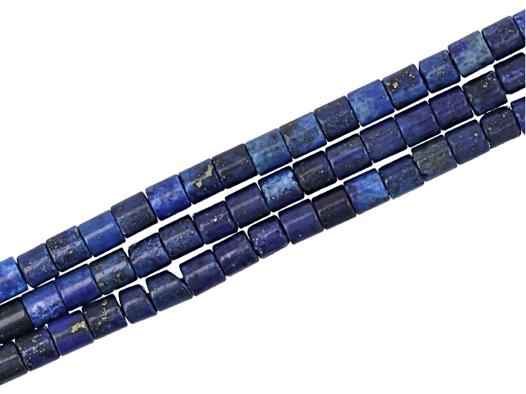 Lapis Lazuli 4x4mm Cylinder Bead Strand Approximately 14-15" in Length Set of 3