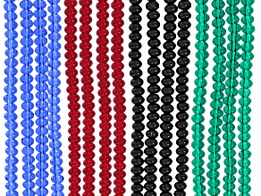 Multicolor Glass 4.5x3mm Rondelle Bead Strand Set of 16