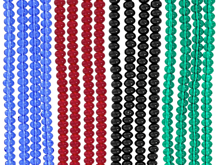 Multicolor Glass 4.5x3mm Rondelle Bead Strand Set of 16