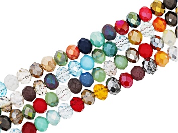 Picture of Multicolor Glass 6mm Faceted Rondelle Bead Strand Approximately 14-15" in Length Set of 4