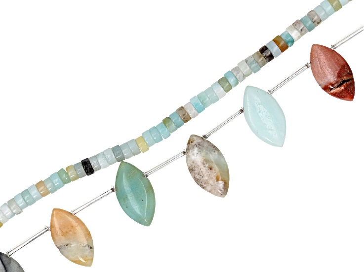 Quartz Mix 4mm Heishi & 10x18 Marquise Bead Strand Set of 2
