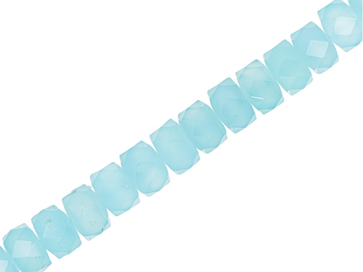 Sea Blue Chalcedony 8mm Faceted Wheel Bead Strand Approximately 15-16" in Length