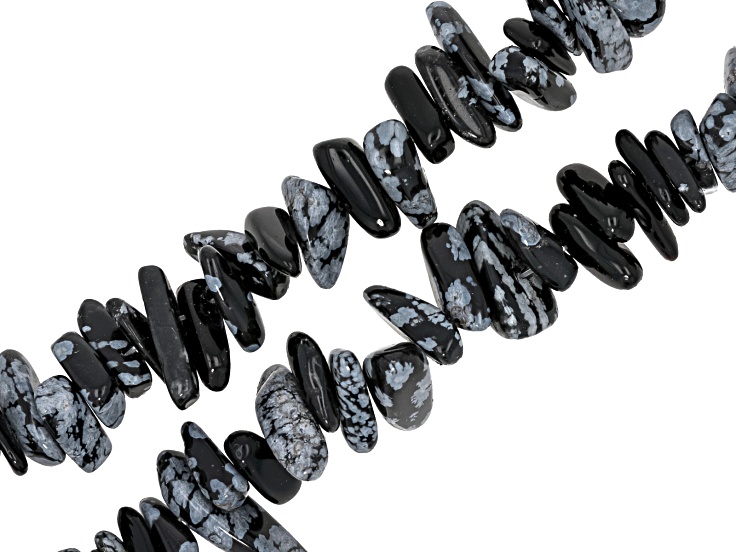Snowflake Obsidian Smooth Chip Bead Strand Approximately 15-16" in Length Set of 2