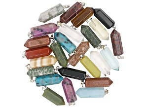 Multi-Stone 27x9mm Pendant Point with Open Bail Set of 25