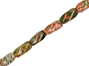 Unakite 10x20mm Twisted Drum Approximately 15-16" in Length