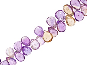 Ametrine 8x11-9x13mm Faceted Drop Bead Strand Approximately 8" in Length