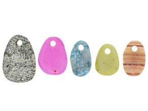 Multi-Stone 40-60mm Assorted Large Hole Pendants Set of 5