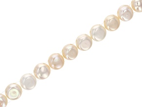 White Cultured Freshwater Pearl 8-9mm Double Drilled Round Button Bead Strand