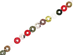 Multi-Stone 10mm Donut Shaped Bead Strand Approximately 15-16" in Length
