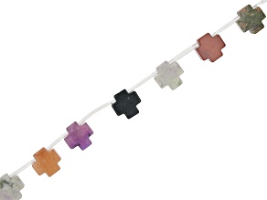 Multi-Stone 12mm Cross Shaped Bead Strand Approximately 15-16" in Length