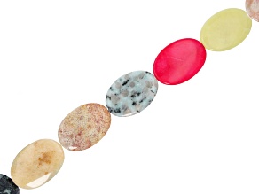 Multi-Stone 35x25mm Oval Bead Strand 14-15" in Length