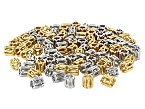 Gold & Silver Tone 7mm Fancy Fluted Bead Set of 100
