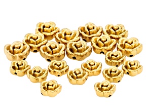 18k Gold Over Stainless Steel 8 & 10mm Flower Bead Set of 20