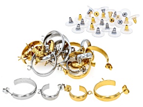Stainless Steel & 18k Gold Over Stainless Steel Hoop Earring Set