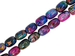 Jacaranda Purple Agate 10x14mm Barrel Shape Bead Strand Set of 2