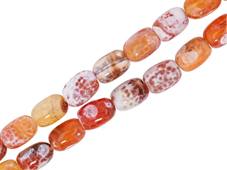 Honey Spice Color Agate 10x14mm Barrel Bead Strand Set of 2