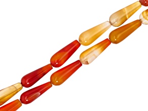 Carnelian 20x8mm Teardrop Bead Strand Set of 2