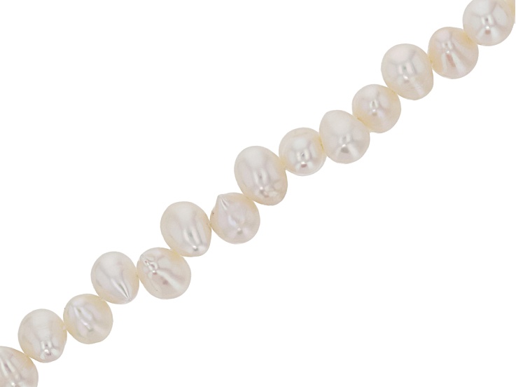 White Cultured Freshwater Pearl 7x8-8x10mm Drop Top Drilled Bead Strand Approximately 15" in Length