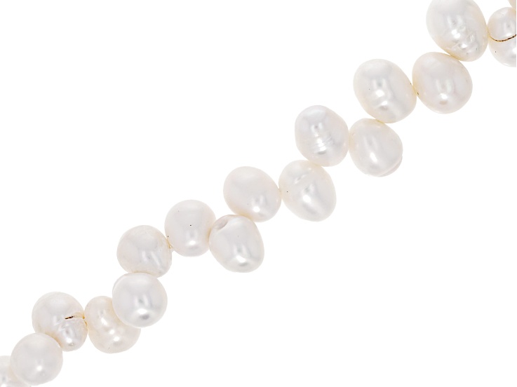 White Cultured Freshwater Pearl 9-12mm Potato Side Drilled Bead Strand Approximately 15" in Length