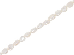 White Cultured Freshwater Pearl 6-8mm Potato Bead Strand Approximately 15" in Length