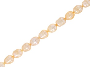 Soft Peach Cultured Fresh Water Pearl 7x10-8x11mm Ringed Potato Bead Strand