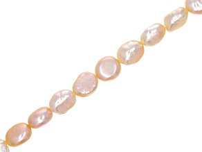 Peach Cultured Freshwater Pearl 6-7x9mm Potato Bead Strand Approximately 15" in Length