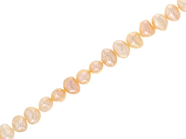 Peach Cultured Freshwater Pearl 5-6mm Potato Bead Strand Approximately 15" in Length