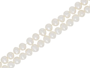 White Cultured Freshwater Pearl 6-7mm Potato Bead Strand Set of 2