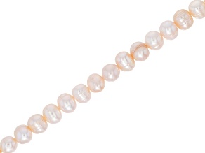 Soft Pink Cultured Freshwater Pearl 7-8mm Button Double Drill Bead Strand