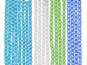 Blue/Green Multicolor Glass 6mm Faceted Round Bead Strand Set of 20