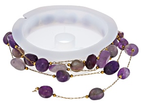 Amethyst Nugget Beaded 18k Gold Over Stainless Steel Chain Approximately 1 Meter