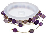 Amethyst Nugget Beaded 18k Gold Over Stainless Steel Chain Approximately 1 Meter