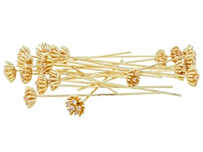 Gold Tone 50mm Flower with Cubic Zirconia Accents Set of 20