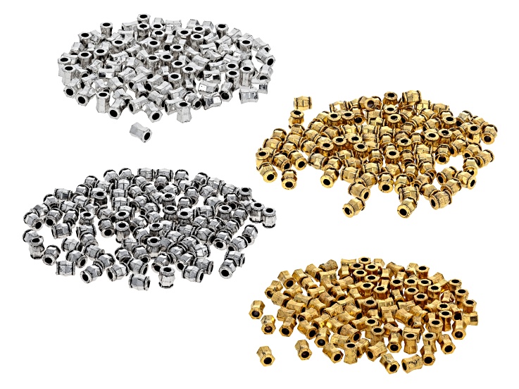 Antique Gold & Silver Tone 4x3mm Spacer Bead Set of 400