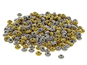 Antique Gold & Silver Tone 7x3mm Textured Spacer Bead Set of 300