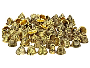 Antique Gold Tone Bead Caps in Assorted Shapes & Sizes Set of 80