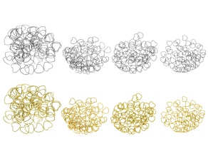 Gold & Silver Tone Heart Shape Jump Rings in Assorted Sizes Set of 500