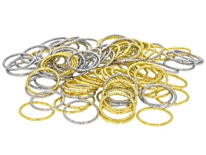 Gold & Silver Tone Textured Round Links in Assorted Sizes Set of 400