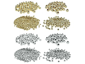 Gold & Silver Tone 4,6,8 & 10mm Round Bead Set Total of 400 Grams