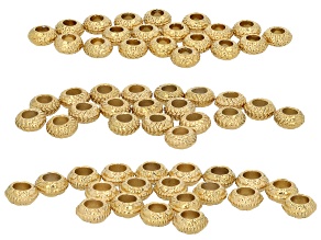 18k Gold Over Stainless Steel Textured Spacer Bead in Assorted Sizes Set of 60