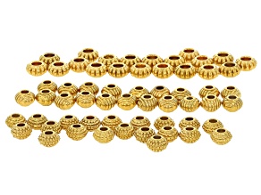 18K Gold Over Stainless Steel Spacer Beads in Assorted Shapes and Sizes Set of 60