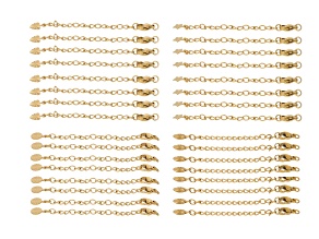 18k Gold Over Stainless Steel Extender & Lobster Clasp Set with Assorted Drops Set of 32