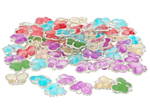 Multicolor Resin & Silver Tone 18x16mm Butterfly Connector Set of 100