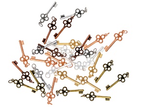 Multicolor 33x10.5mm Casted Key Charm Set of 30