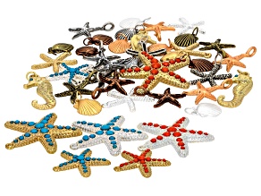 Assorted Multi Tone Sealife Charm and Pendant Set of 40