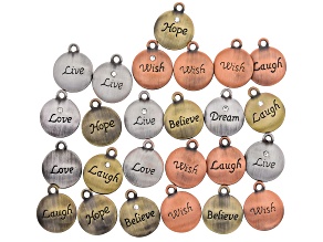 Multi-Tone Assorted Words of Inspiration 17mm Charm Set of 25